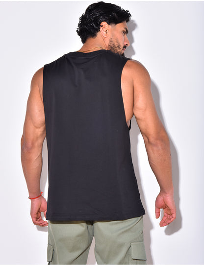 Sleeveless Muscle Tank (with custom logo) - Black