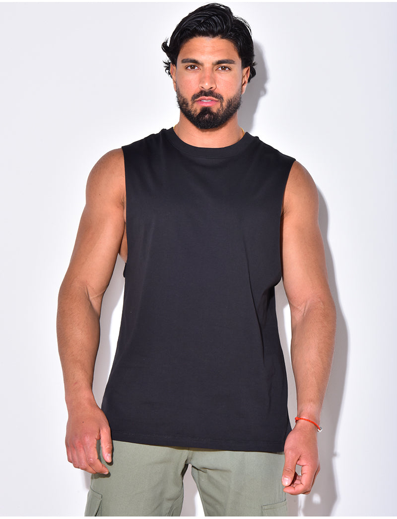 Sleeveless Muscle Tank (with custom logo) - Black