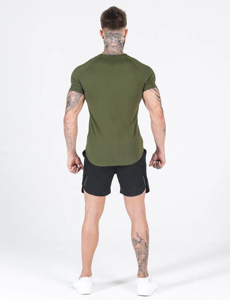 Short Sleeve Fitted T-shirt (with custom logo) - Olive