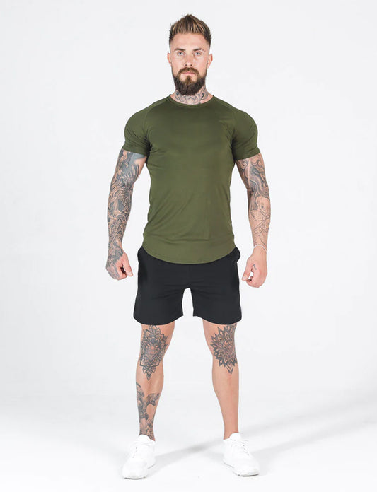 Short Sleeve Fitted T-shirt (with custom logo) - Olive (Sample)